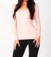 Angel Long Sleeve Scoop Neck Top In Peach In Beige