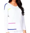 Angel Long Sleeve V-neck Top In White/multi In Multi