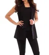 Angel Long Zipper Vest In Black/silver In Multi