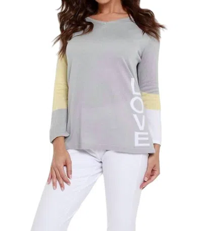 Angel Love Me V-neck Top In Gray/yellow In Purple