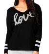 Angel Love V-neck Pullover In Black/gray In Black