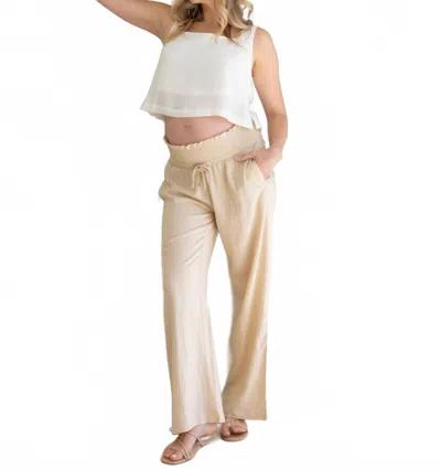 Angel Maternity Blanche Maternity Herringbone Linen Pants In Ivory In Neutral