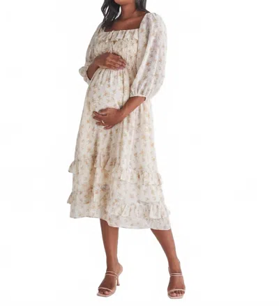 Angel Maternity Daisy Romantic Maternity Baby Shower Dress In Cream In Neutral