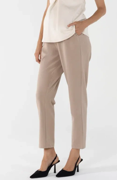Angel Maternity Donna High Waist Maternity Work Pants In Beige