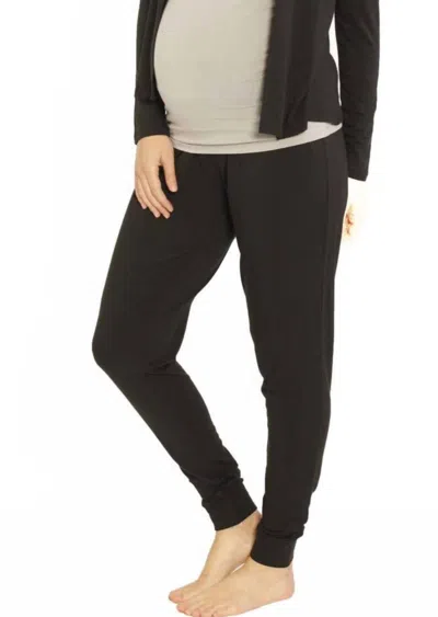 ANGEL MATERNITY ELLA CUFFED MATERNITY LOUNGE PANTS IN BLACK
