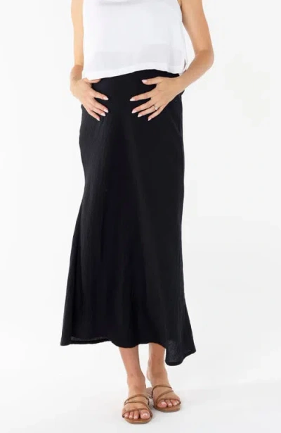 Angel Maternity Helen Bias Cut Maternity Black Midi Skirt