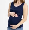 Angel Maternity Jersey Nursing Tank In Navy In Blue