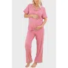 Angel Maternity Maternity And Nursing Button Front Pajama Set
