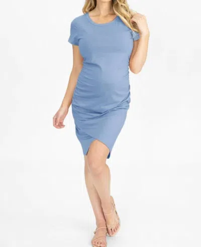 Angel Maternity Maternity Jersey Ruched Dress In Blue