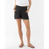 Angel Maternity Maternity Summer Drawstring Black Shorts In Black