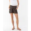 Angel Maternity Maternity Summer Drawstring Shorts In Brown
