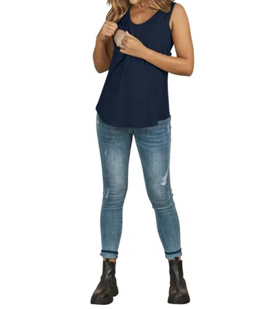 Angel Maternity Maternity Swing Nursing Tank In Navy In Blue