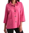 ANGEL MICROFIBER LEATHER BUTTON JACKET IN RASPBERRY