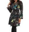 ANGEL MIDNIGHT BELTED COLLARED RAIN JACKET IN BLACK MULTI