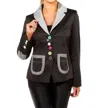 Angel Mixed Media Button Blazer In Black/gray In Multi