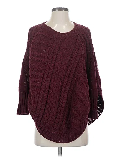 Pre-owned Angel Of The North Poncho In Burgundy
