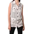 Angel Oil Wash Cargo Pocket Vest In Sand In Multi