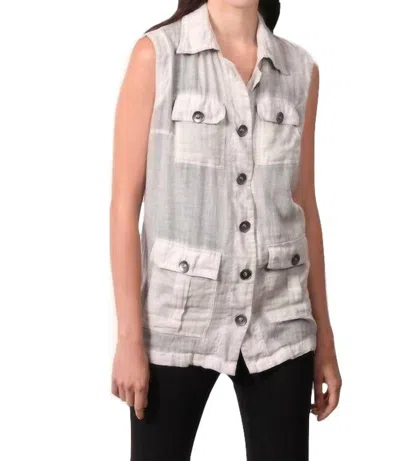 Angel Oil Wash Cargo Pocket Vest In Sand In Gray