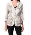 ANGEL OIL WASH HOODED BUTTON-UP CARDIGAN IN SAND