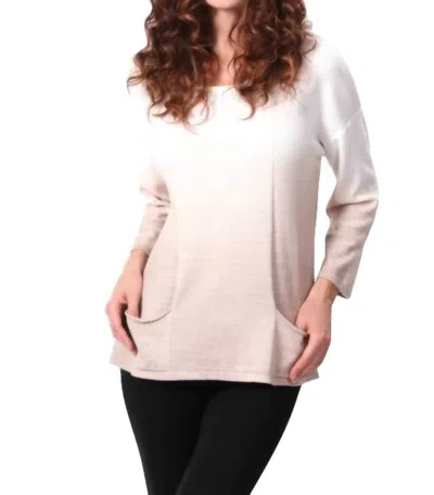 Angel Ombre Pocket Top In Taupe In White