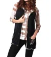 Angel On The Grid Hooded Vest In Black/taupe In Black
