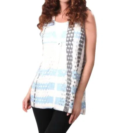 Angel Open-weave On The Grid Vest In White/turquiose In Blue