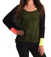 Angel Oversized Netted Snap Sleeve Top In Black Multi In Green