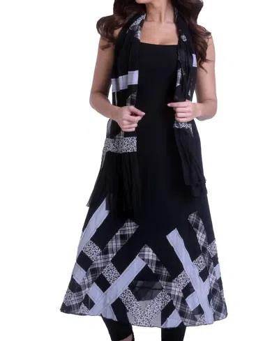 Angel Pattern Maxi Dress In Black Multi In Blue