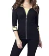 Angel Plaid Accent Hooded Zip In Black/yellow In Multi