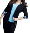 Angel Plaid Accent Hooded Zip Jacket In Black/turquiose In Blue