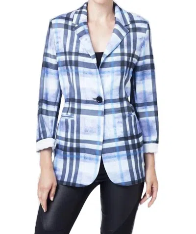 Angel Plaid Blazer In Lavender Multi In Blue