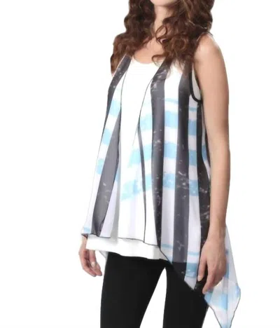 Angel Plaid Grid Waterfall Vest In Cream/aqua In Multi