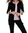 Angel Polka Dot Sleeve Ribbed Open Cardigan In Black/pink In Black