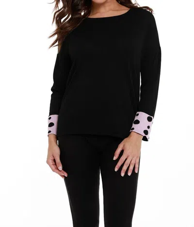 Angel Polka Dot Sleeve Tunic Sweater In Black/pink
