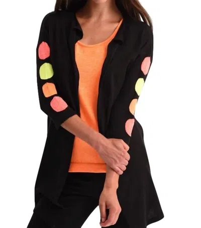 Angel Polkadot 3/4 Sleeve Cardigan In Black/neon