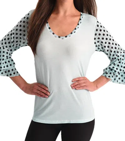 Angel Polkadot Sleeve Top In Mint In White