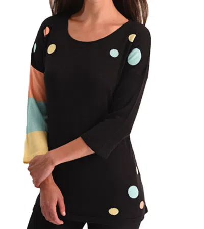 Angel Polkadot-stripe Sleeve Top In Black Multi