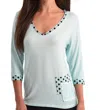 Angel Polkadot V-neck With Pocket In Mint In Blue