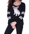 Angel Puppy Eyes Pullover In Black In Multi