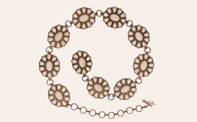 Angel Ranch Women's Copper & Cream Stone Flower Concho Belt In Gold