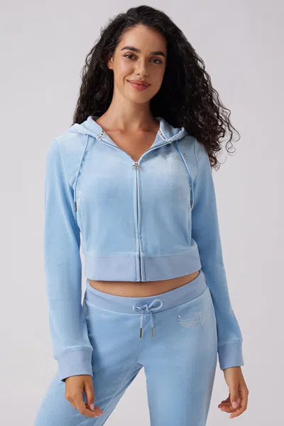 Angel Reese X Juicy Couture Angel Couture Big Bling Velour Hoodie In Gray