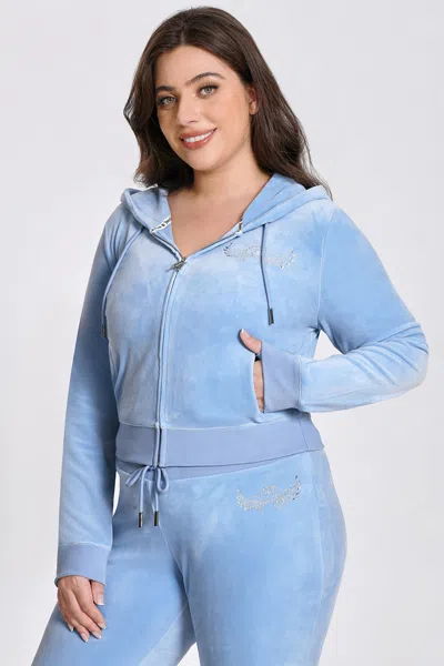 Angel Reese X Juicy Couture Plus-size Angel Couture Big Bling Velour Hoodie In Gray