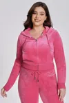 Angel Reese X Juicy Couture Plus-size Angel Couture Big Bling Velour Hoodie In Pink