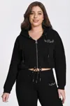 Angel Reese X Juicy Couture Plus-size Angel Couture Cropped Fleece Hoodie In Black