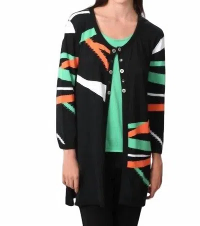 Angel Retro Brights Long Cardigan In Black/orange