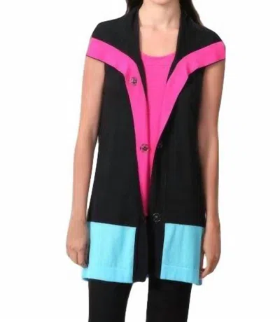 Angel Retro Brights Long Vest In Black Multi