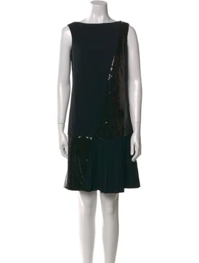 Pre-owned Angel Sanchez Bateau Neckline Mini Dress In Black