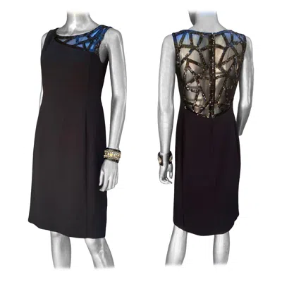 Pre-owned Angel Sanchez Designer “little Black Dress” Sequin Cocktail Amazing Back Size 4