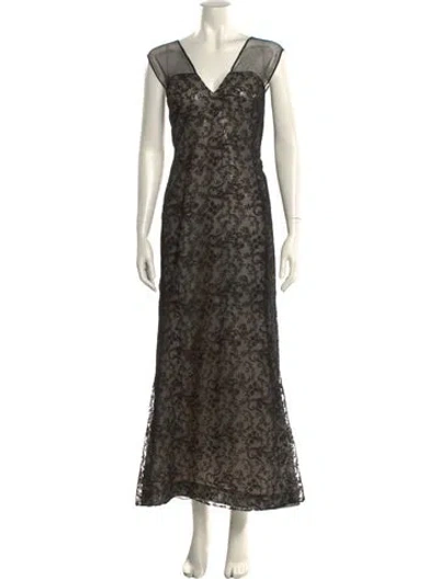 Pre-owned Angel Sanchez Lace Pattern Long Dress In Multi
