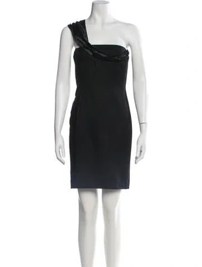 Pre-owned Angel Sanchez One-shoulder Mini Dress In Black